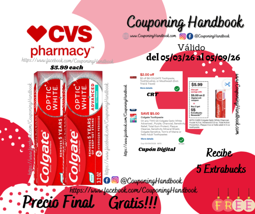 02 Colgate Optic White Advanced Teeth Whitening Toothpaste, Icy Fresh, 3.2 OZ Gratis