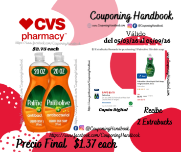 Palmolive Liquid Dish Soap 20 oz por $1.37