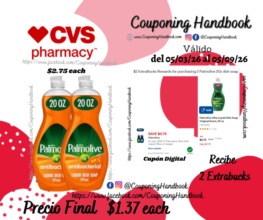 Palmolive Liquid Dish Soap 20 oz por $1.37