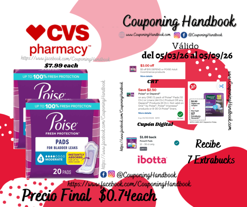 Poise Incontinence Pads Moderate Absorbency por $0.74