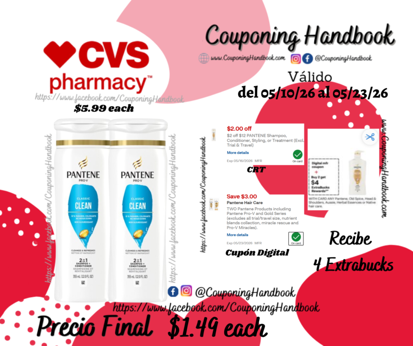 Pantene Pro-V Classic Clean 2-in-1 Shampoo & Conditioner, 12 Ounces por $1.49
