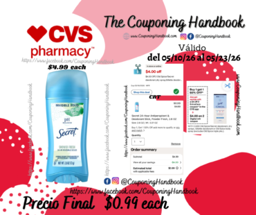 Secret 24-Hour Antiperspirant & Deodorant Stick, 2.6 OZ por $0.99