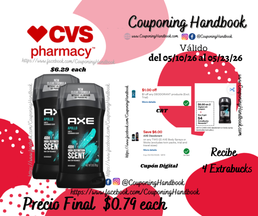 AXE 48-Hour Anti Sweat Antiperspirant & Deodorant Stick por $0.79