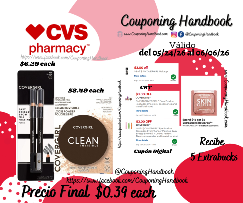 Productos Covergirl por $0.39