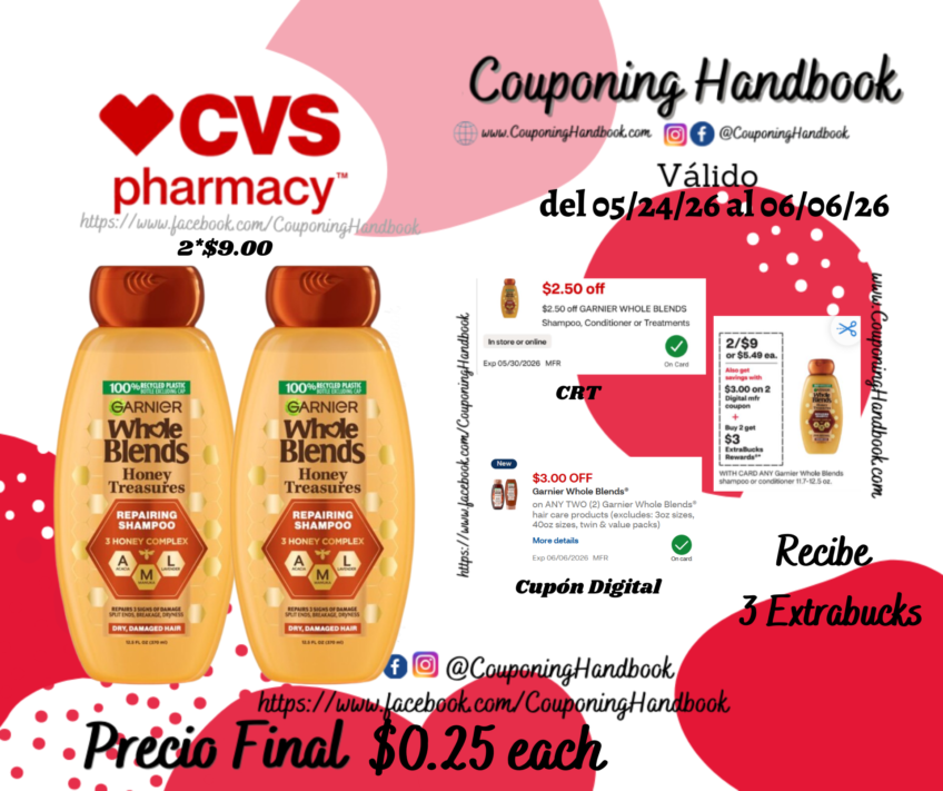 Garnier Whole Blends shampoo or conditioner por $0.25