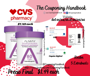 Almay Biodegradable Longwear & Waterproof Eye Makeup Remover Pads, 80 Count por $1.49