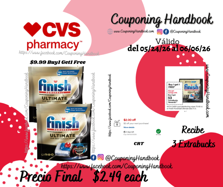 Finish Ultimate Quantum Dishwasher Detergent Tabs, 11 ct por $2.49