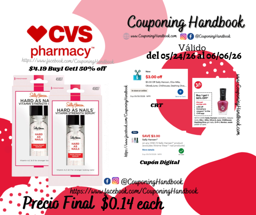Sally Hansen Hard as Nails Strengthening Treatment 0.45 OZ, Clear por $0.14