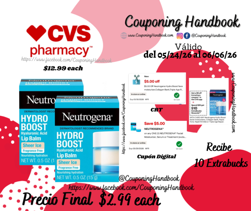 Neutrogena Hydro Boost Lip Water Balm, Sheer Nude por $2.99