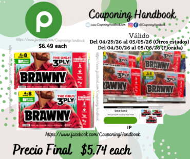 Brawny Tear-A-Square White 3-Ply Double Rolls Paper Towels 4 rolls por $5.74