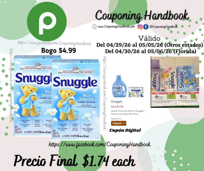 Snuggle Blue Sparkle Dryer Sheets 80 sheets por $1.74