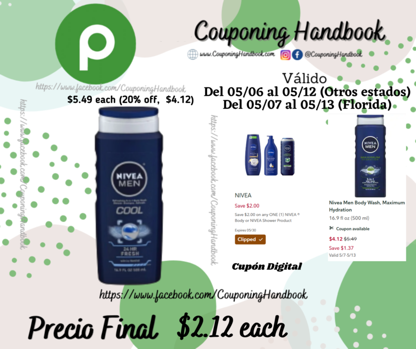 Nivea Men Body Wash por $2.12