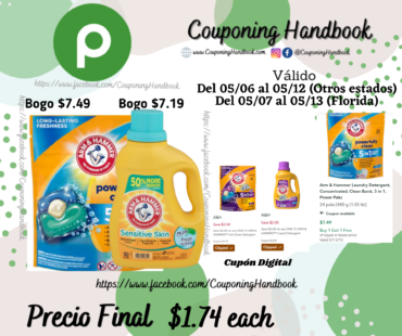 Productos Arm Hammer detergent por $1.74