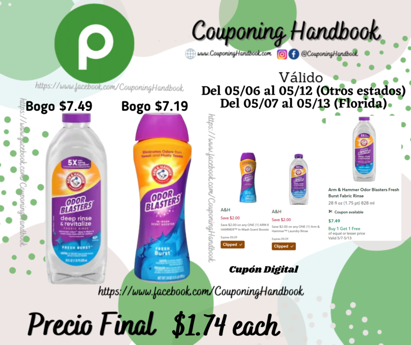 Productos de Laundry Arm Hammer por $1.74