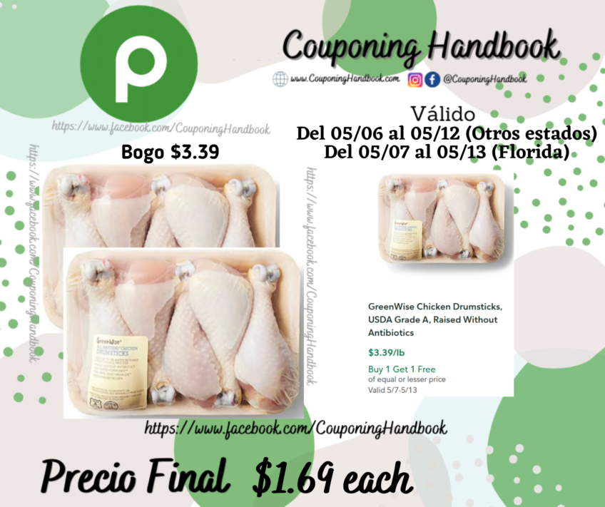 GreenWise Chicken Drumsticks, USDA Grade A, Raised Without Antibiotics por $1.69