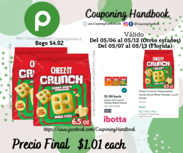 Cheez-It Crunch Cheesy Baked Snacks Sharp White Cheddar, Lunch Snacks por $1.01