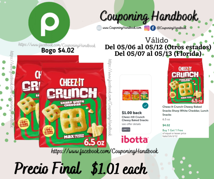 Cheez-It Crunch Cheesy Baked Snacks Sharp White Cheddar, Lunch Snacks por $1.01