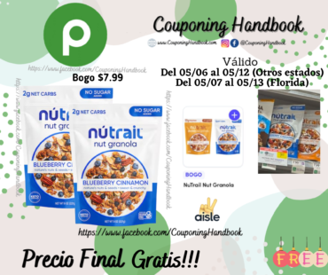 02 NuTrail No Sugar Added Blueberry Cinnamon Nut Granola 8 oz Gratis