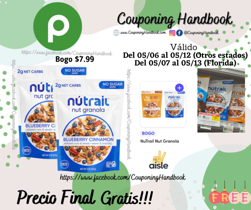02 NuTrail No Sugar Added Blueberry Cinnamon Nut Granola 8 oz Gratis