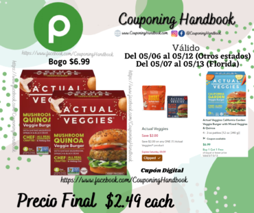 Actual Veggies Mushroom Quinoa Veggie Burger with Shiitake Mushroom, Spinach & Black Bean por $2.49