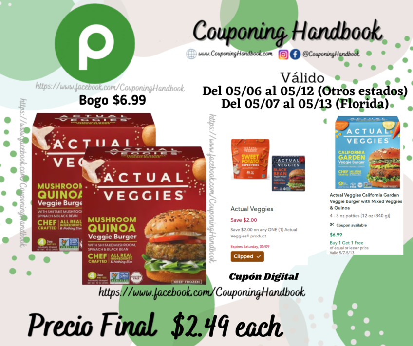 Actual Veggies Mushroom Quinoa Veggie Burger with Shiitake Mushroom, Spinach & Black Bean por $2.49
