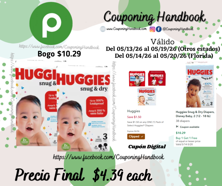 Huggies Snug & Dry Diapers, Disney Baby por $4.39