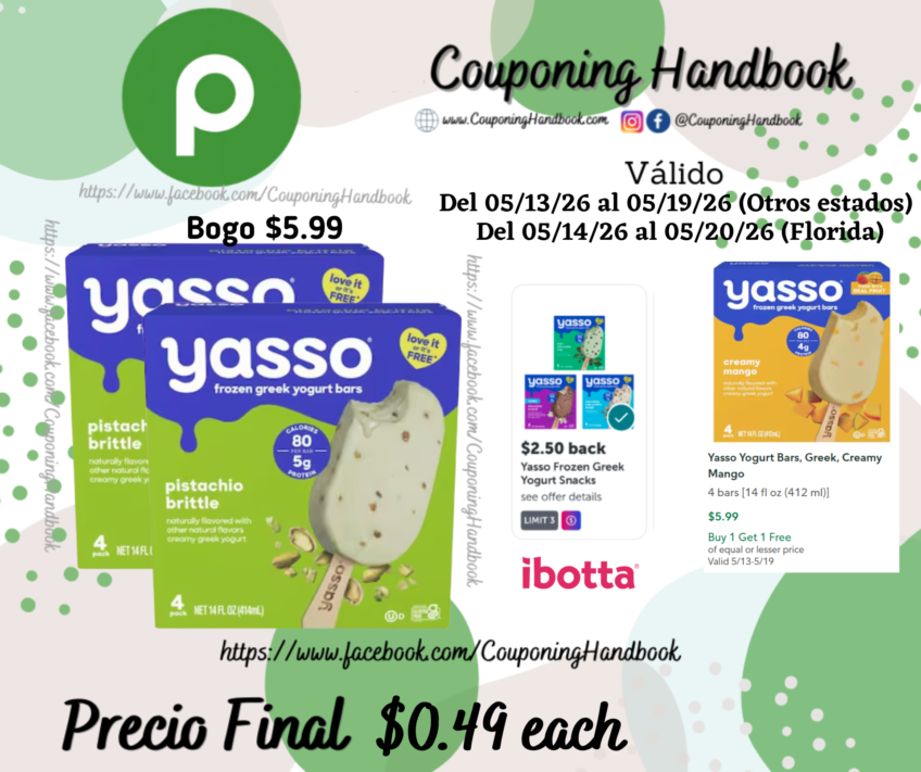 Yasso Frozen Greek Mint Chocolate Chip Yogurt Bars 4 pack por $0.49