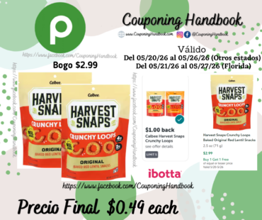 Harvest Snaps Crunchy Loops Baked Original Red Lentil Snacks 2.5 oz por $0.49