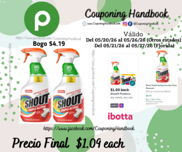 Shout Triple-Acting Laundry Stain Remover 22 fl oz por $1.09