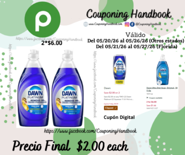 Dawn Platinum Fresh Rain Scent Dishwashing Liquid 384 ml por $2.00