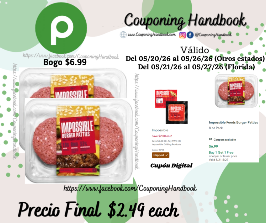 Impossible Foods Burger Patties 8 oz Pack por $2.49