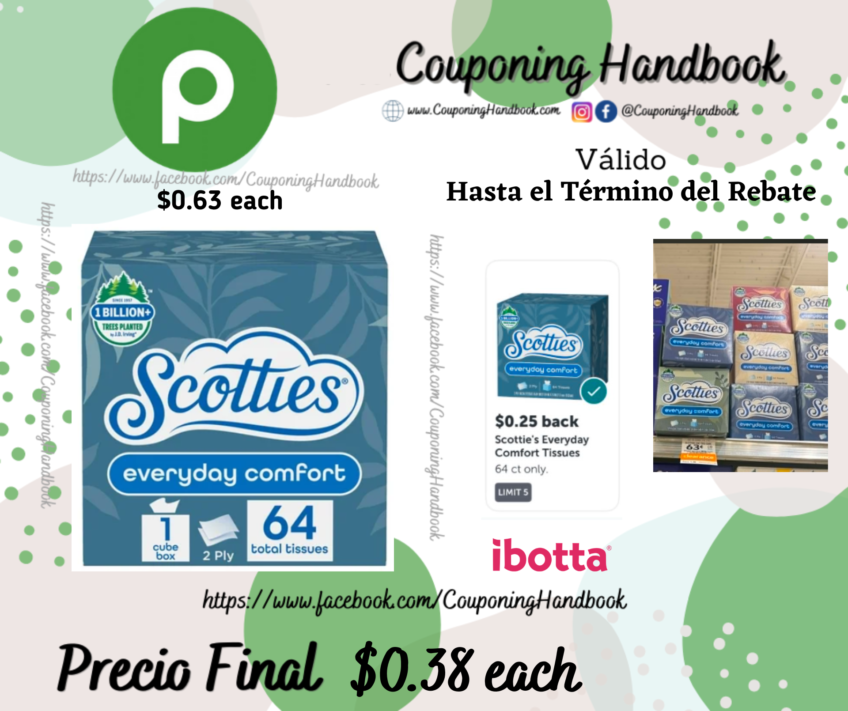 Scotties Everyday Comfort Facial Tissues 2-Ply Cube Box (64 Total Tissues) por $0.38