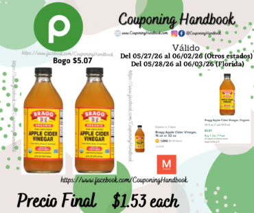 Bragg Apple Cider Vinegar, Organic 16 fl oz por $1.53