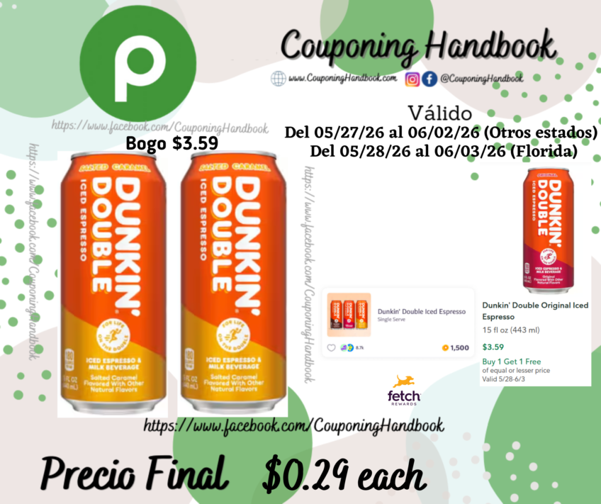 Dunkin’ Double Salted Caramel Iced Espresso por $0.29