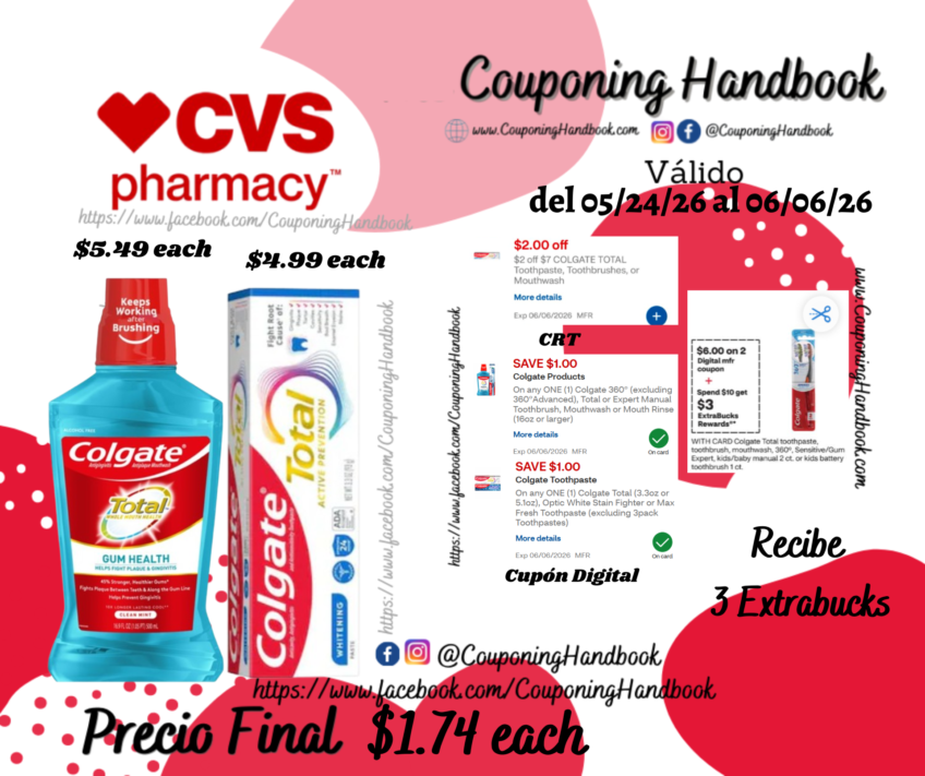 Productos Colgate por $1.74