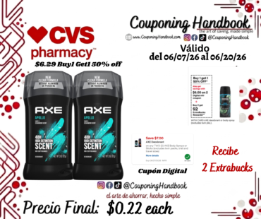 AXE 48-Hour Deodorant Stick, Apollo, 3 OZ por $0.22