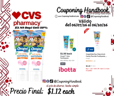 Orajel Kids Paw Patrol Anti-Cavity Fluoride Toothpaste 4.2 OZ por $1.12