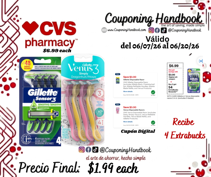 Productos Gillette disposable por $1.99
