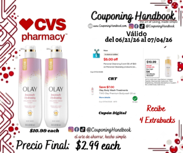 Olay Cleansing & Nourishing Body Wash with Vitamin B3 and Hyaluronic Acid, 20 oz por $2.99