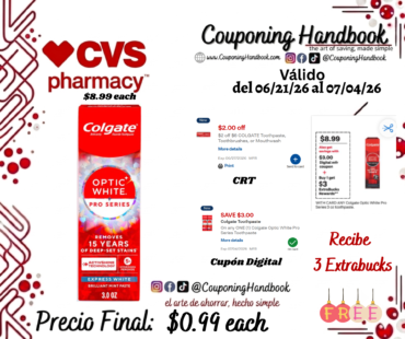 Colgate Optic White Pro Series Anticavity Whitening Toothpaste por $0.99