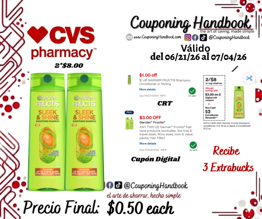Garnier fructis shampoo/conditioner por $0.50