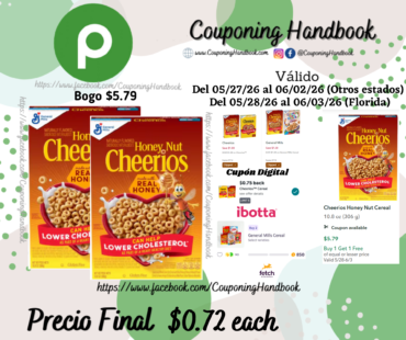 Cheerios Honey Nut Cereal por $0.72