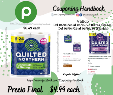 Quilted Northern 2-Ply Unscented Mega Rolls Bathroom Tissue 6 rolls por $4.99