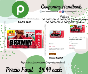 Brawny Full Sheet White 3-Ply Double Rolls Paper Towels 4 rolls por $4.99