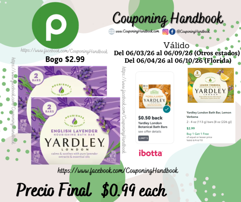 Yardley London Bath Bar, Nourishing, English Lavender por $0.99