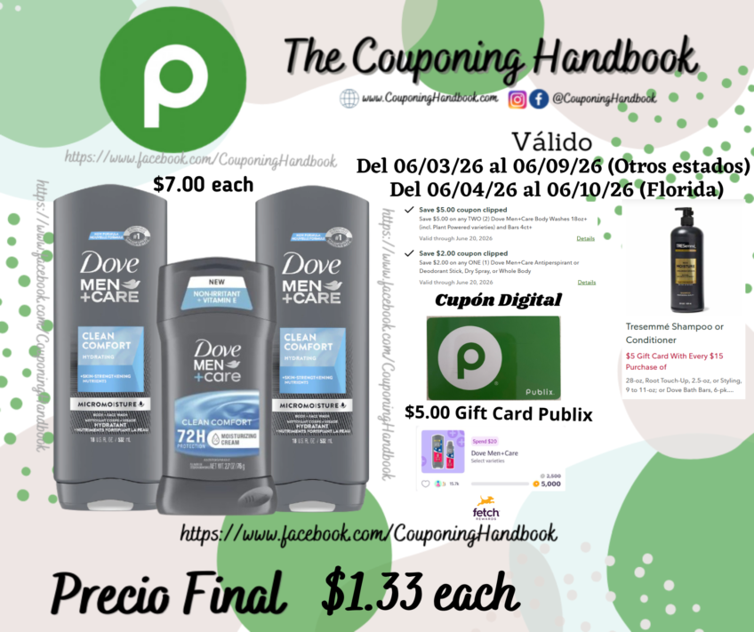 Productos Dove Men + Care por $1.33