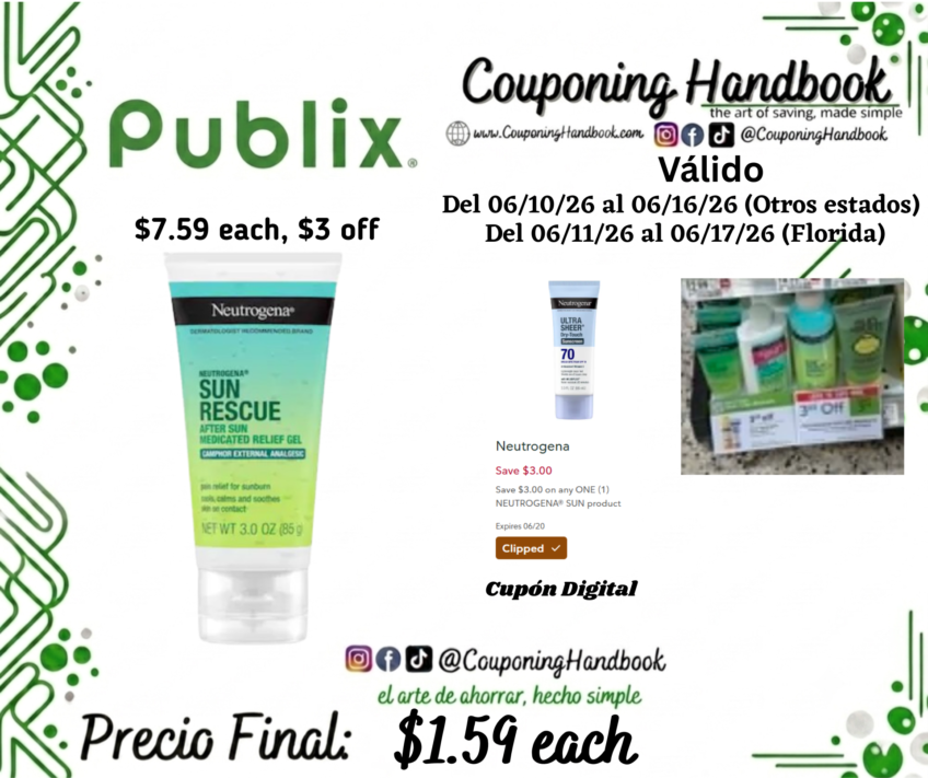 Neutrogena Sun Rescue After Sun Medicated Relief Gel 3.0 oz  por $1.59