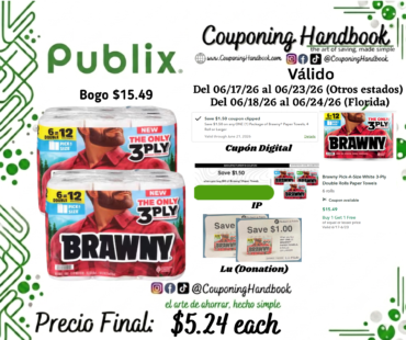 Brawny Pick-A-Size White 3-Ply Double Rolls Paper Towels 6 rolls por $5.24