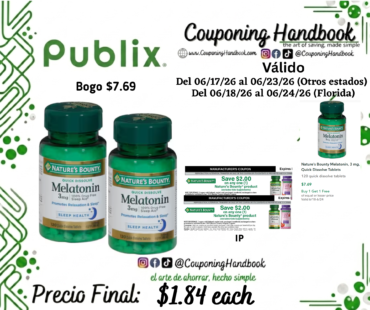 Nature’s Bounty Melatonin, 3 mg, Quick Dissolve Tablets 120 quick dissolve tablets por $1.84