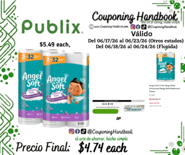 Angel Soft Bathroom Tissue, Fresh Lavender, Scented Tube, Mega Rolls, 2-ply 8 rolls por $4.74